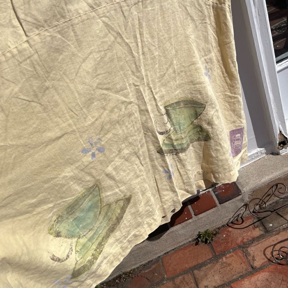 Blue Fish Hand Painted Linen Dress - Picture 9 of 14